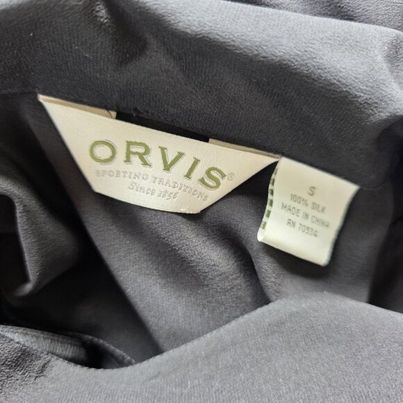 Orvis 100% Silk Black Collared Button Down Shirt Women's Size Small Business - Picture 5 of 5